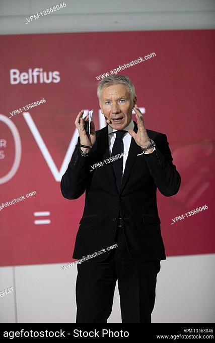 Belfius CEO Marc Raisiere pictured during a press conference to present the year results of Belfius bank, Friday 25 February 2022 at the Belfius tower