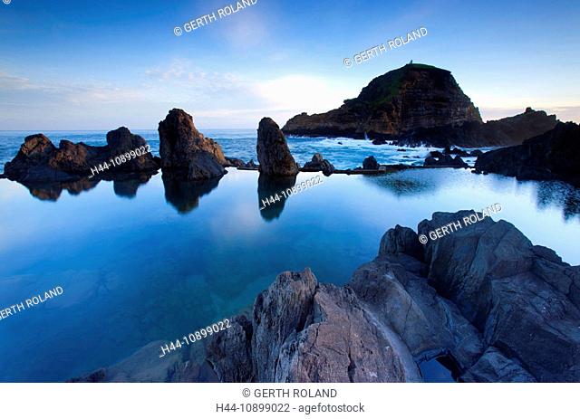 Porto Moniz, Portugal, Europe, Madeira, coast, sea, Atlantic, water, reflection, of course, water, washbasins, nature, sea water pool, pool, rock, cliff