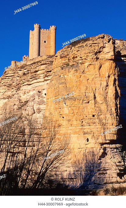 Jucar, Schlucht, Alcala del Jucar, Schloss, Felswand, Kastilien-La Mancha, Provinz Albacete, Spanien
