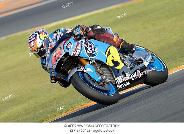 43 Jack Miller of Australia and Estrella Galicia 0, 0 Marc VDS rounds the bend during the MotoGP Testing - 2017 Seasson at Circuit of Valencia Ricardo Tormo on...