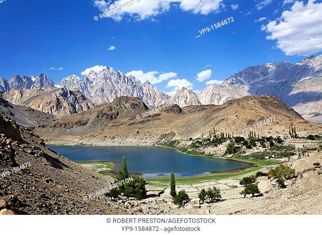 Borith Lake and mountains, Passu, Hunza Valley, Karakorum, Pakistan