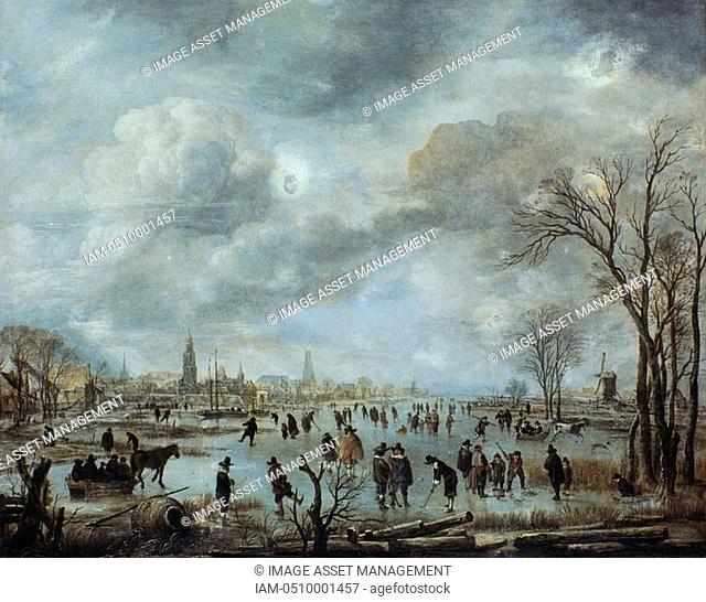 Aert van der Neer 1603-1677 Dutch painter  The Frozen River, painting