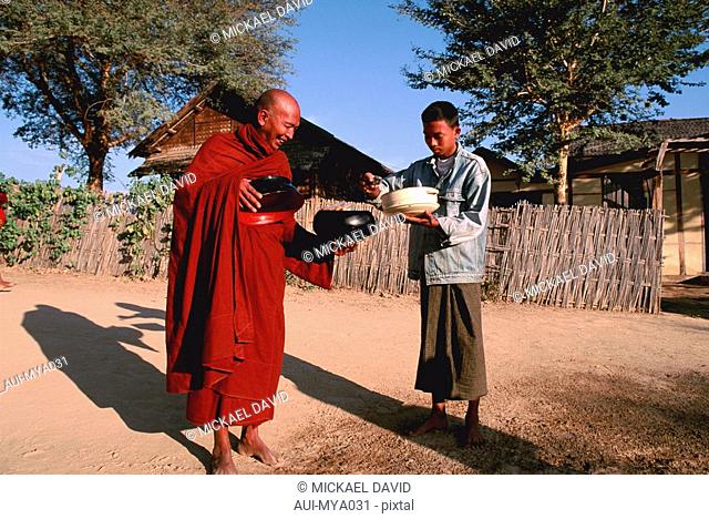 Myanmar - Bagan - Monk Asking for Charity