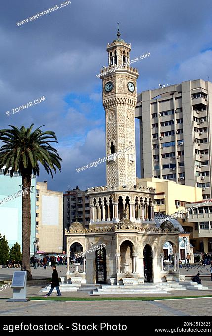 Clock square on the main square in Konak, Izmir, Turkey