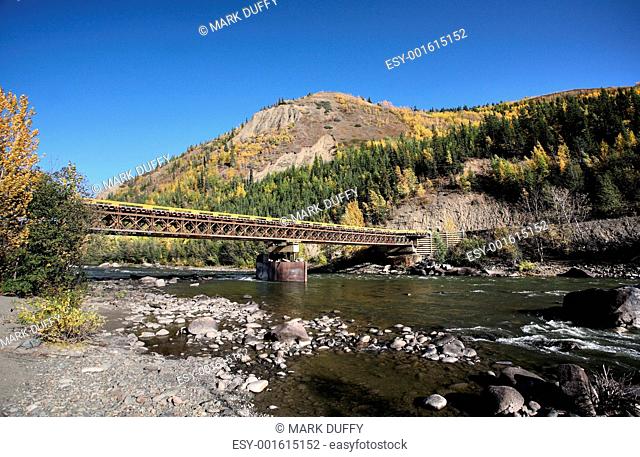 Flat bridge over Tuya River of British Columbia