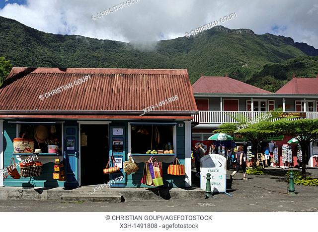 shop in the main street of Hell-Bourg, Cirque de Salazie, Reunion island, overseas departement of France, Indian Ocean