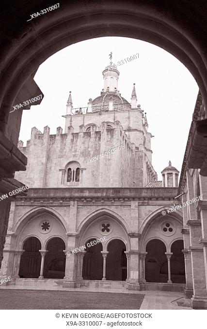Se Velha Cathedral Church, Coimbra, Portugal in Black and White Sepia Tone