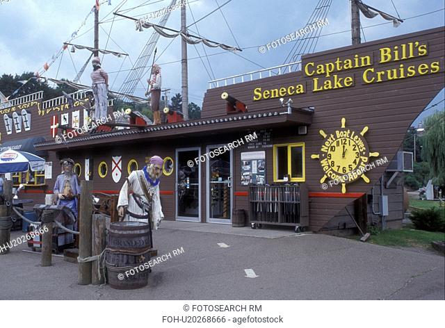 New York, Finger Lakes, Captain Bill's Seneca Lake Cruises gift shop shaped like a ship in Watkins Glen