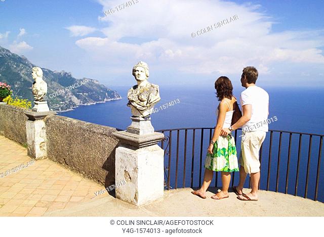 Ravello, Amalfi Coast, Amalfi Drive, Italy, Villa Cimbrone gardens view of Amalfi coastline