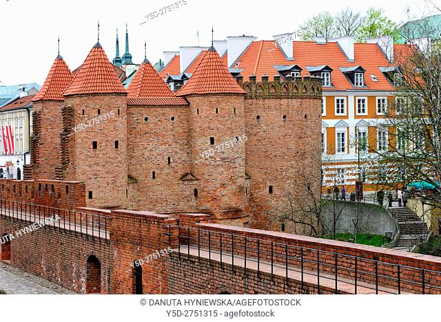 Warsaw Barbican - Barbakan Warszawski, one of few remaining relics of the complex network of historic fortifications that once encircled Warsaw