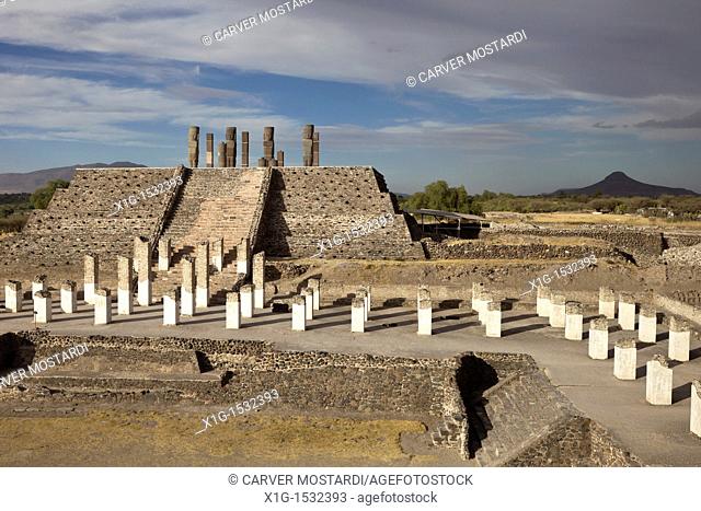 Overview of the ancient Toltec capital city of Tula or Tollan in Central Mexico