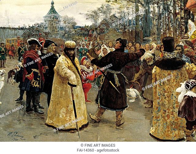 The Tsars Ivan Alexeyevich and Pyotr Alexeyevich of Russia. Repin, Ilya Yefimovich (1844-1930). Colour lithograph. Russian Painting