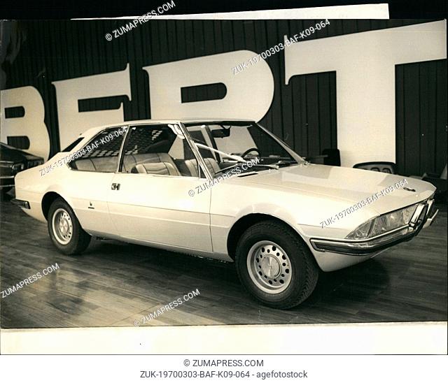 Mar. 03, 1970 - Smart Line: This Smart locking family coupe comes from Germany. On show at the 40th Geneva Motor Show, the BMW-Bertone is a 3