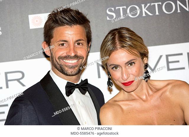 The football player Marco Storari and his wife Veronica Zimbaro attending the charity gala Never Give Up at The Milan Westin Palace. Milan, Italy