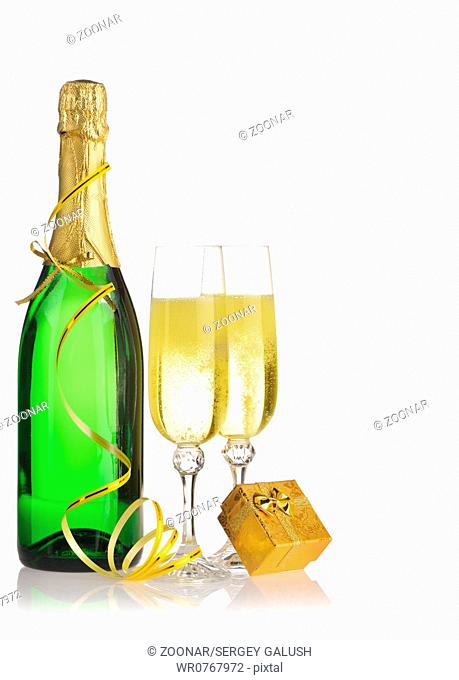 Bottle of a champagne and glasses