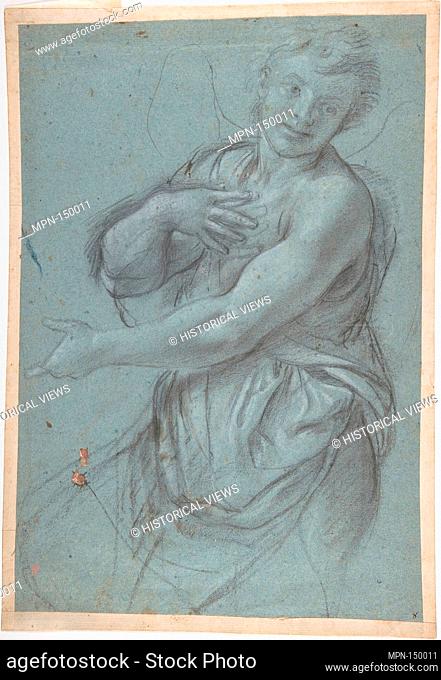 Study for an Angel (recto); Study of a Cushion (verso). Artist: Annibale Carracci (Italian, Bologna 1560-1609 Rome); Date: 1600-1602; Medium: Charcoal or soft...