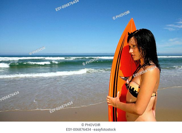 Woman going surfing