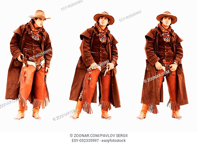 stylish real cowboy isolated on white background