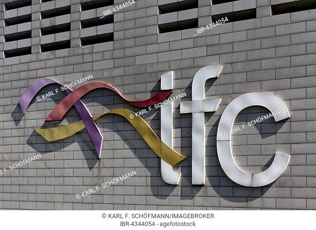 Lettering, logo ifc, International Finance Center, District Central, Hong Kong Island, Hong Kong, China