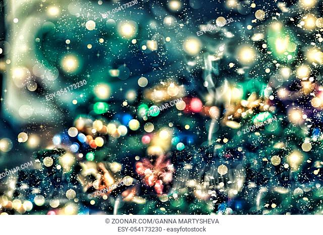 Abstract background. Christmas background, Christmas. Magical fairy background. Bokeh blur blurred
