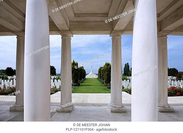 Tyne Cot Cemetery, Commonwealth War Graves Commission burial ground for First World War British soldiers at Passendale, West Flanders, Belgium