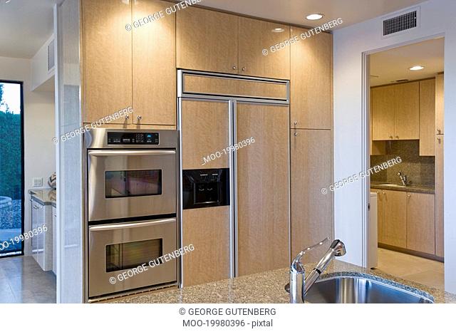 Modern kitchen with stainless steel appliance