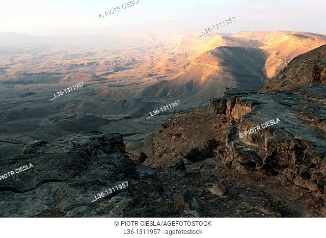 Israel  Negev Desert  The Makhtesh Gadol Big Crater  Sunrise