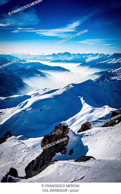 Snow covered Alps, Davos Platz, Graubunden, Switzerland