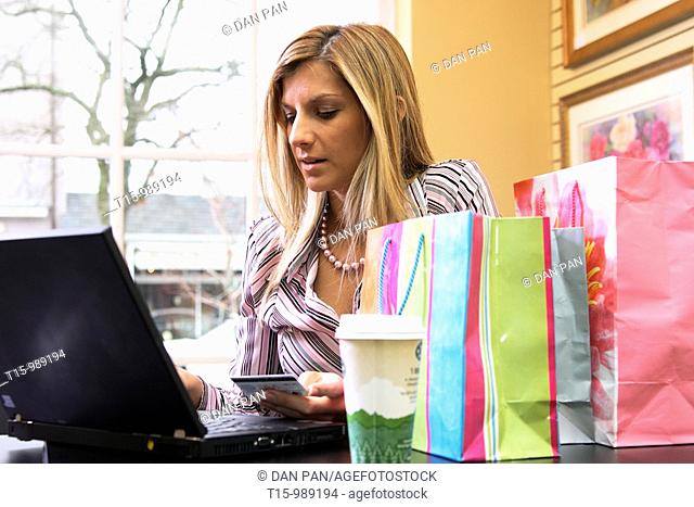 A woman shopping online