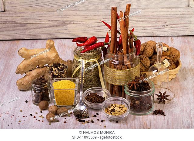 Various Christmas spices