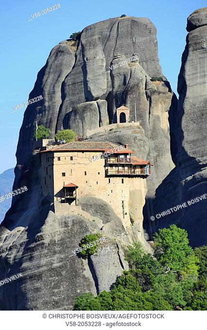 Greece, Thessaly, Meteora, World Heritage Site, Agios Nikolaos Anapafsas (St Nicholas Anapausas) monastery