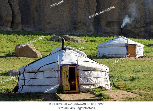 Mongolian gers in Gorkhi Terelji National Park, Mongolia