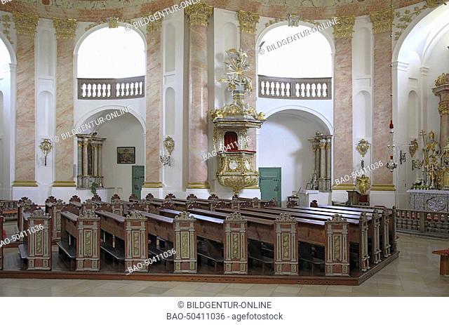 Interior of the pilgrimchurch of Kappl, near Waldsassen, Upper Palatinate, Bavaria, Germany