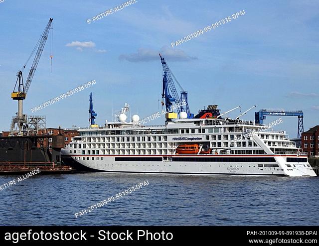 16 June 2020, Hamburg: The cruise liner Hanseatic Inspiration of Hapag Lloyd is located at Dock 11 in the port. Photo: Soeren Stache/dpa-Zentralbild/ZB