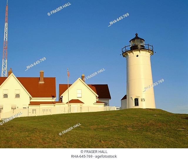 Exterior of Nobska Point Lighthouse, Woods Hole, Cape Cod, Massachusetts, United States of America USA, North America