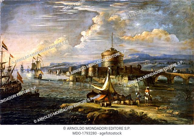 Sea Harbour near Castel Sant'Angelo, by Johann Anton Eisman also known as Isman, 17th century, canvas. Italy, Veneto, Padua, Civic Museums