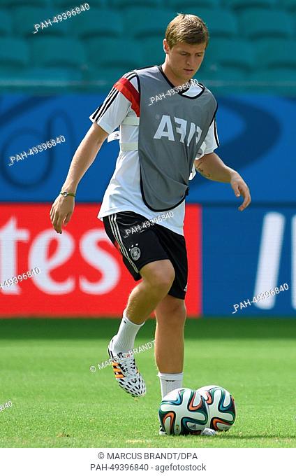 Toni Kroos seen during training session of the German national soccer team at the Arena Fonte Nova Stadium in Salvador da Bahia, Brazil, 15 June 2014
