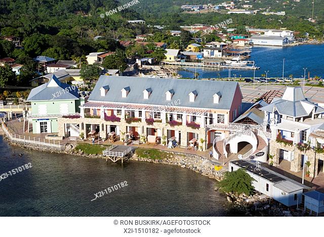 Town Center cruise port and shops at Coxen Hole on the island of Roatan, in Honduras