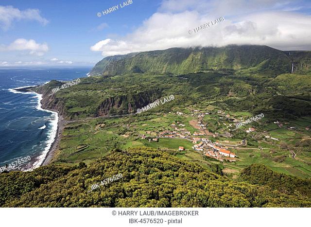 View of Fajazinha, West Coast, Flores Island, Azores, Portugal