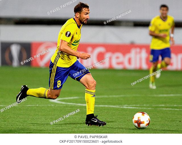 Petr Jiracek of Zlin in action during the Football Europa League 1st round group F match: Fastav Zlin vs Sheriff Tiraspol in Olomouc, Czech Republic
