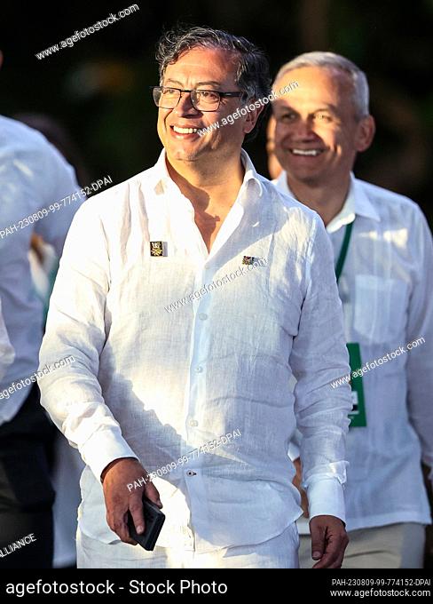 08 August 2023, Brazil, Belem: Gustavo Petro, President of Colombia, walks through the Hangar Convention Center during the Amazon Summit in Belem, Brazil