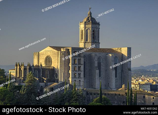 Girona city and cathedral in the morning (Catalonia, Spain)