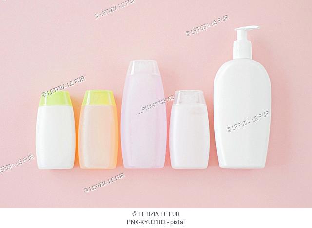 Bottles of cosmetics