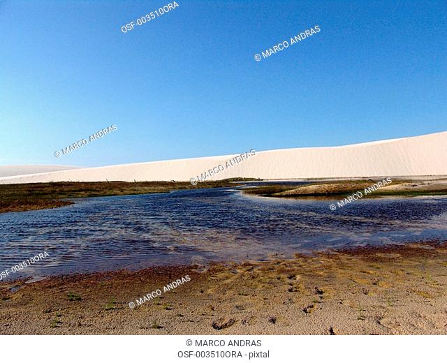 sao luis do maranhao national park of lencois maranhenses with green water pondo and dunes