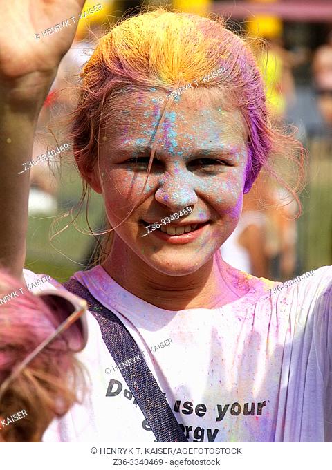 Girl at Color Festival, Krakow, Poland