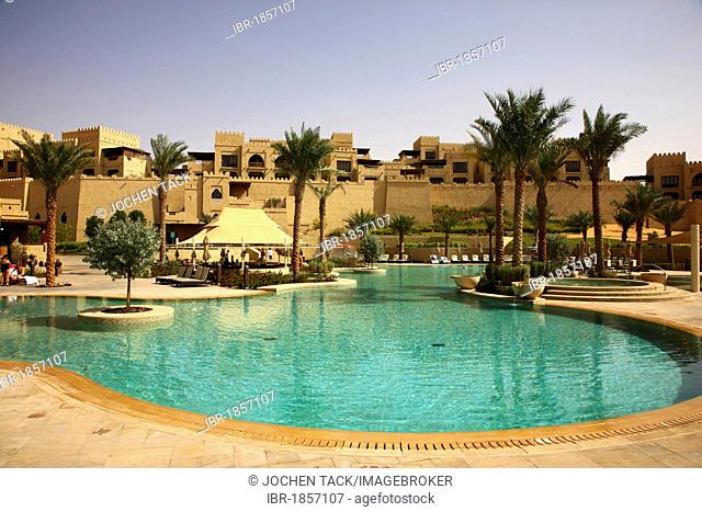 Desert luxury hotel Anantara Qasr Al Sarab, hotel resort built like a desert fort, near the Liwa oasis in the desert Empty Quarter or Rub Al Khali, Abu Dhabi