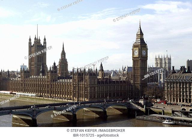 Big Ben and Houses of Parliament at Westminster Bridge in London, England, Great Britain, Europe