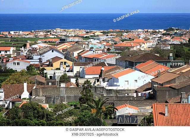 View of the parish of Santa Barbara and the city of Ribeira Grande. Sao Miguel, Azores islands, Portugal