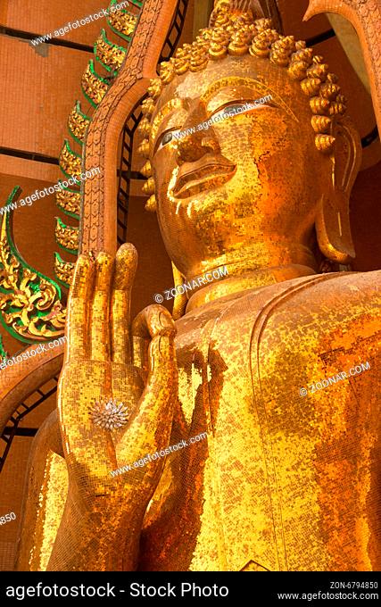 Big golden buddha statue Wat Tham Sua(Tiger Cave Temple), Kanchanaburi thailand
