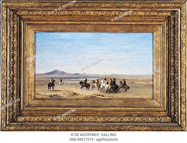 Falconry, painting by Alberto Pasini (1826-1899).  Turin, Galleria Civica D'Arte Moderna E Contemporanea (Art Gallery)